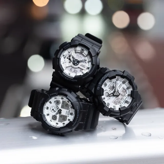 【CASIO 卡西歐】大型錶殼黑白時尚腕錶 51.2mm(GA-100WD-1A)