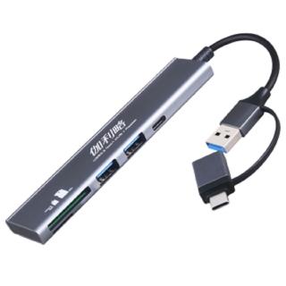 【伽利略】USB3.0 C+A雙頭5in1讀卡機+集線器(CA3H2RA)