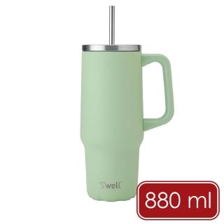 【S’well】Tumbler不鏽鋼吸管保溫隨行杯 開心果綠880ml / 冰壩杯 冰霸杯 保冷保冰杯 環保杯 保溫瓶