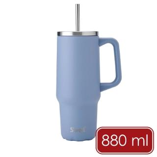 【S’well】Tumbler不鏽鋼吸管保溫隨行杯 繡球花藍880ml / 冰壩杯 冰霸杯 保冷保冰杯 環保杯 保溫瓶