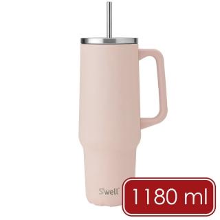 【S’well】Tumbler不鏽鋼吸管保溫隨行杯 玫瑰粉橘1180ml / 冰壩杯 冰霸杯 保冷保冰杯 環保杯 保溫瓶
