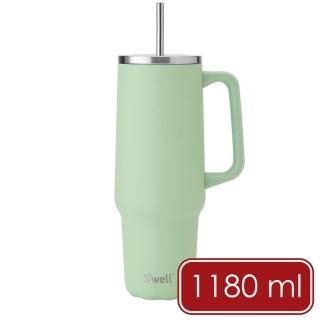 【S’well】Tumbler不鏽鋼吸管保溫隨行杯 開心果綠1180ml / 冰壩杯 冰霸杯 保冷保冰杯 環保杯 保溫瓶