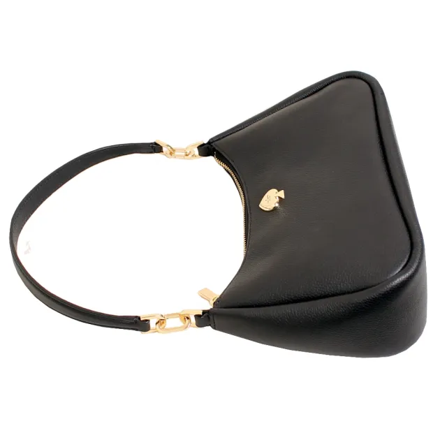 【KATE SPADE】KAYLA金屬桃心LOGO單肩斜背兩用包 斜背包 肩背包(金棕色/經典黑)