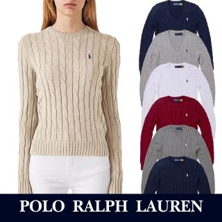 【RALPH LAUREN】RL POLO 經典圓領刺繡小馬麻花針織毛衣 上衣-女-多色組合(保暖舒適/平輸品/)