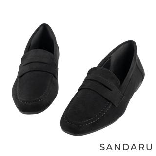 【SANDARU 山打努】樂福鞋 復古質感麂皮懶人鞋(黑)