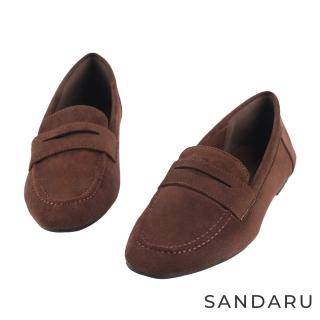 【SANDARU 山打努】樂福鞋 復古質感麂皮懶人鞋(咖啡)