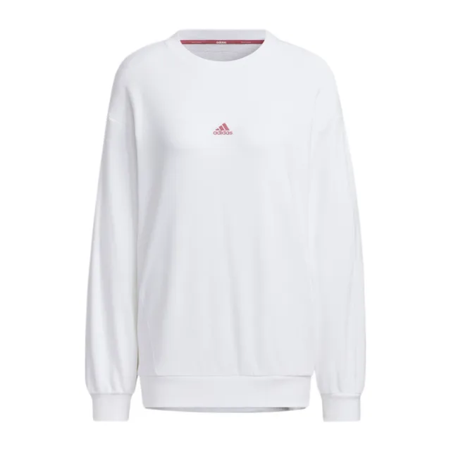 【adidas 愛迪達】Word Ft Crew 女 長袖上衣 休閒長袖 簡約 舒適 百搭 白(JG8174)