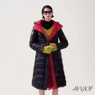 【AVVJOY 艾薇卓爾】雙面穿長版羽絨服(外套 大衣 麵包服 連帽外套 羽絨外套 長版羽絨外套 CLA0404OW)