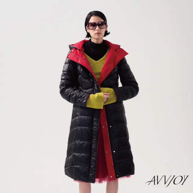 【AVVJOY 艾薇卓爾】雙面穿長版羽絨服(外套 大衣 麵包服 連帽外套 羽絨外套 長版羽絨外套 CLA0404OW)