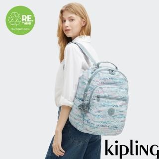 【KIPLING官方旗艦館】『首爾包』棕櫚印花機能手提後揹包-SEOUL