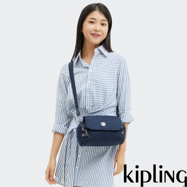 【KIPLING官方旗艦館】深藍提花側肩多袋隨身包-DANITA