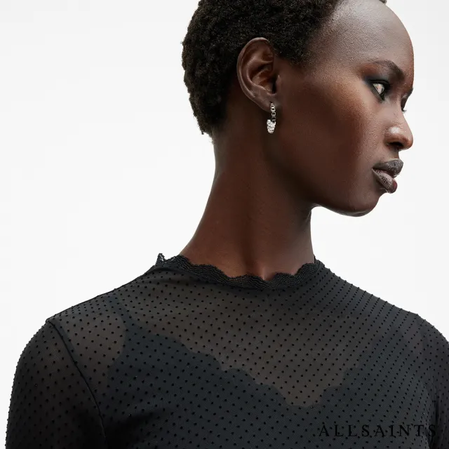 【ALLSAINTS】ADARA 圓點薄紗蕾絲短洋裝 W241DB(貼身版型)