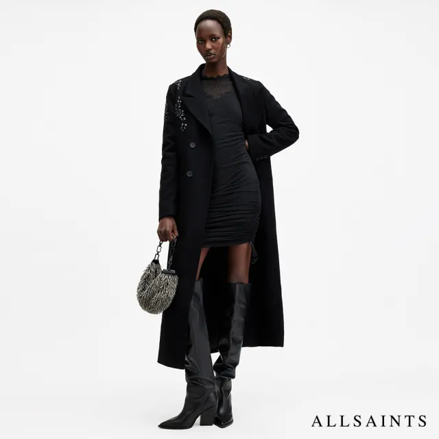 【ALLSAINTS】ADARA 圓點薄紗蕾絲短洋裝 W241DB(貼身版型)