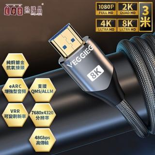 【LGS 熱購品】『HDMI線2.1版本』3米規格(支援投影機/PS4/5/超速傳輸48Gbps)