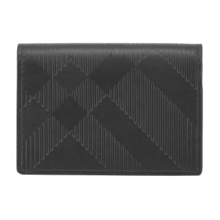 【BURBERRY 巴寶莉】經典格紋壓印小牛皮卡片夾(黑色)