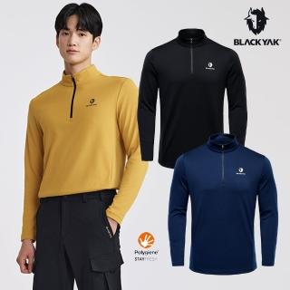 【BLACK YAK】男 COCUY長袖半開襟[黃赭色/海軍藍/黑色]DB2MC902(秋冬 POLYGIENE 吸濕快乾 男上衣)