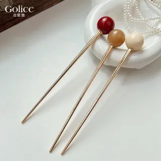 【Gulicc 古莉可】髮釵 簡約 時尚小圓球 髮簪(雙11 生日 耶誕 髮飾 頭飾  髮簪 中國風 古典)