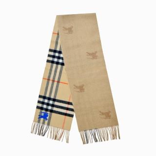 【BURBERRY 巴寶莉】雙面兩用格紋羊絨圍巾(沙色)