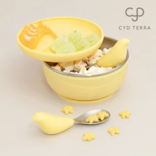 【CYD TERRA 官方直營】PICABOO咘卡寶學習餐具組加品牌帆布袋 （寶寶餐具/不銹鋼叉匙/不鏽鋼碗）(彌月禮盒)