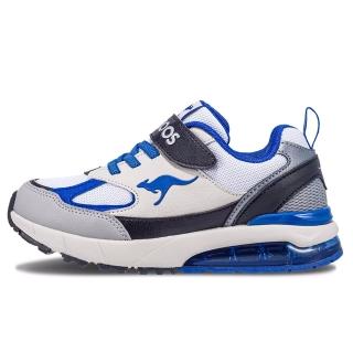 【KangaROOS】美國袋鼠鞋 童鞋 K-RIDER 2 防潑水氣墊童鞋/運動/穿搭/生活 黑灰藍(KK41306)