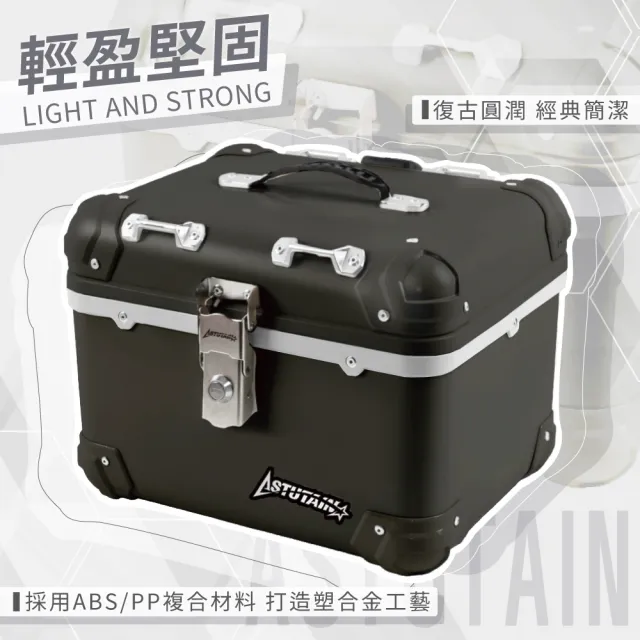 【Astutain】阿斯圖坦 45L 塑合金烤漆車尾箱 機車後箱 機車後備箱 機車置物箱 機車行李箱(圓角/鴉青綠)