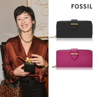 【FOSSIL 官方旗艦館】Bryce 真皮造型扣帶長夾(多色可選)