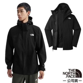 【The North Face】男 DRYVENT 防水透濕二合一兩件式連帽保暖外套.夾克.風衣(89ZP-JK3 宇宙黑)