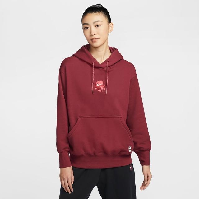 【NIKE 耐吉】長袖上衣 女 帽T 毛圈布 超寬鬆 CNY新年 AS W NSW OS PO HD 隊紅 HV8461-677