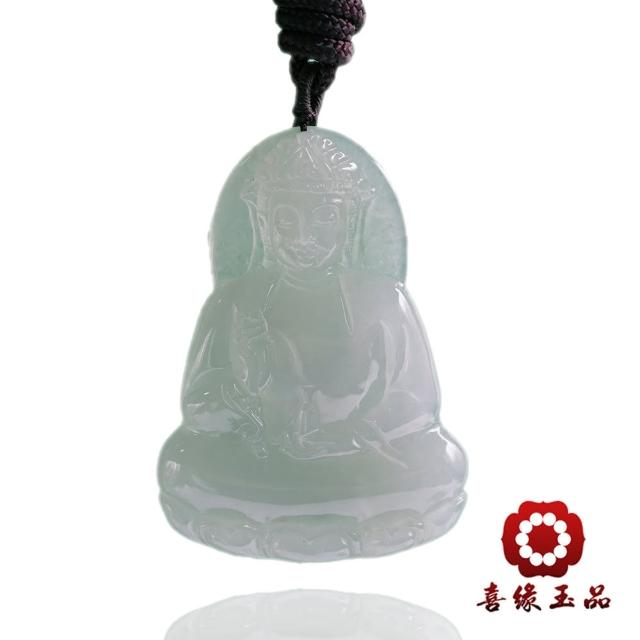 【喜緣玉品】天然翡翠法華寶瓶玉觀音項鍊(直)