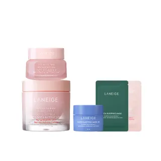 【LANEIGE 蘭芝】粉澎潤臉眼澎澎組(晚安面膜60ml+眼膜20g)(緊緻 撫紋 膠原蛋白 眼霜 眼凍 官方直營)