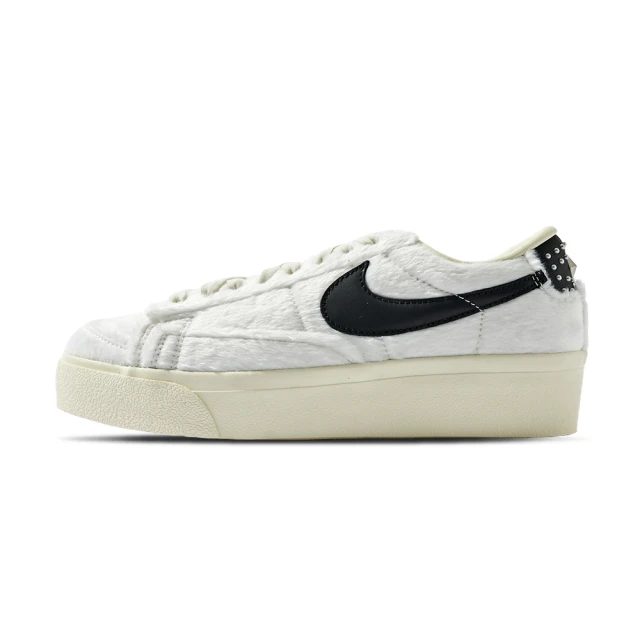 NIKE 耐吉 W Blazer Low Platform 女鞋 白黑色 厚底 增高 毛料材質 運動 休閒鞋 DO2115-133