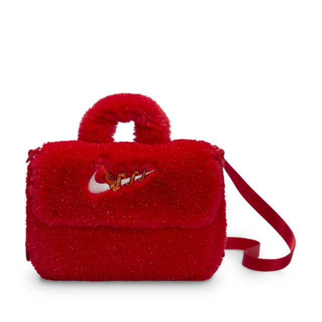 【NIKE 耐吉】斜背包 小廢包 毛料 中大童 男 女 Y NK FX FUR CROSSBODY-CNY 2025 紅 新年款(HV6119657)