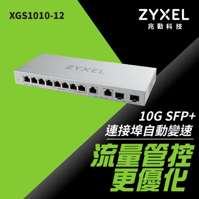 【ZyXEL 合勤】福利品★XGS1010-12 12埠 10G Multi-Giga交換器 含2.5G/SFP+介面(無網管型)