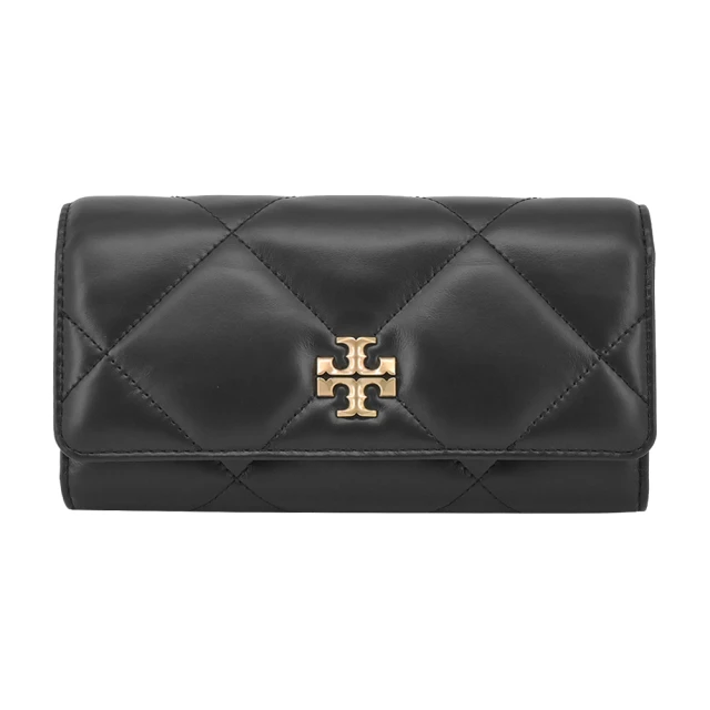 TORY BURCH KIRA 菱格紋翻蓋長夾(黑)品牌優惠
