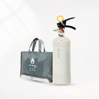【正德防火】臺製鋰電池玻纖防火毯+強化液滅火器1L(米老虎)