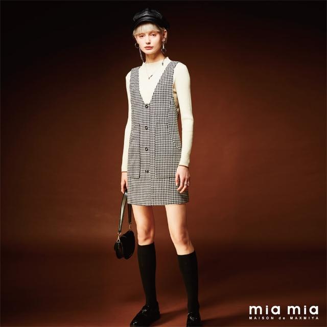 【mia mia】黑白千鳥格背心短洋裝