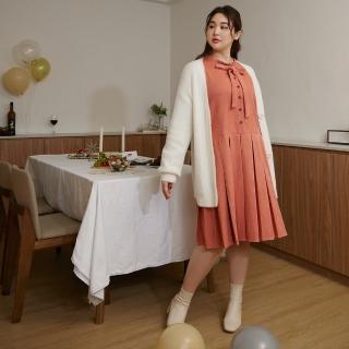 【OB 嚴選】雲朵自訂款花邊領綁帶百褶洋裝 《DA10292》