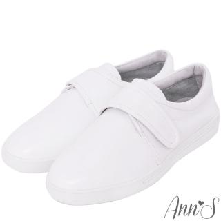 【Ann’S】第二代超軟真牛皮簡單魔鬼氈小白鞋(白)