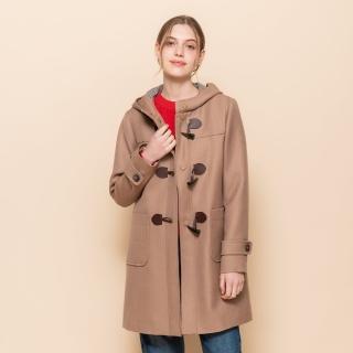 【perng yuh 芃諭名品】青春學院 牛角釦 純羊毛 連帽大衣(2024 AW Collection｜3C秋冬新品上市)