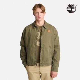 【Timberland 官方旗艦】男款軍綠色帆布外套(A6AUGA58)