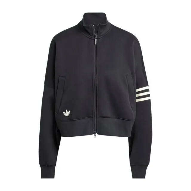 【adidas 愛迪達】NEUCL Tracktop 女 立領外套 運動外套 休閒穿搭 雙向拉鍊 黑白(JI8495)