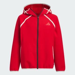 【adidas 愛迪達】外套 童裝 大童 男女童 運動連帽外套 JK KN JKT HOODY 紅 JN4376