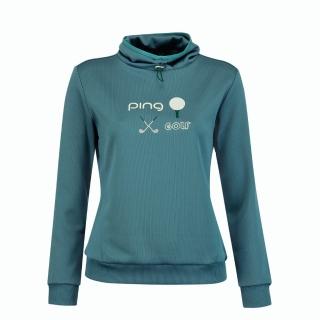 【PING】女款束下襬蓄熱保暖抽繩高領長袖上衣-綠(吸濕排汗/GOLF/高爾夫球衫/RA24221-48)