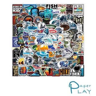【Paper Play】防水貼紙 行李箱貼紙/創意多用途防水貼紙-戶外釣魚愛好主題 50枚入(2款任選)