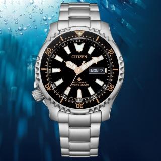 【CITIZEN 星辰】PROMASTER 限量鋼鐵河豚機械潛水錶-黑x銀/42mm(NY0160-66E)