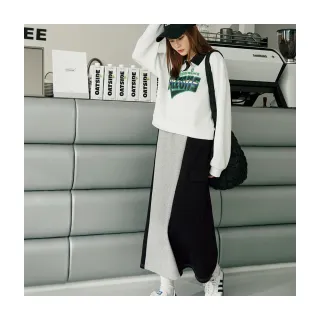 【OB 嚴選】撞色腰鬆緊大口袋休閒棉質長裙 《CA3055》