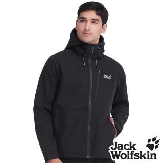 【Jack wolfskin 飛狼】男 防風防潑水內刷毛保暖外套 Softshell 連帽軟殼衣(午夜黑)