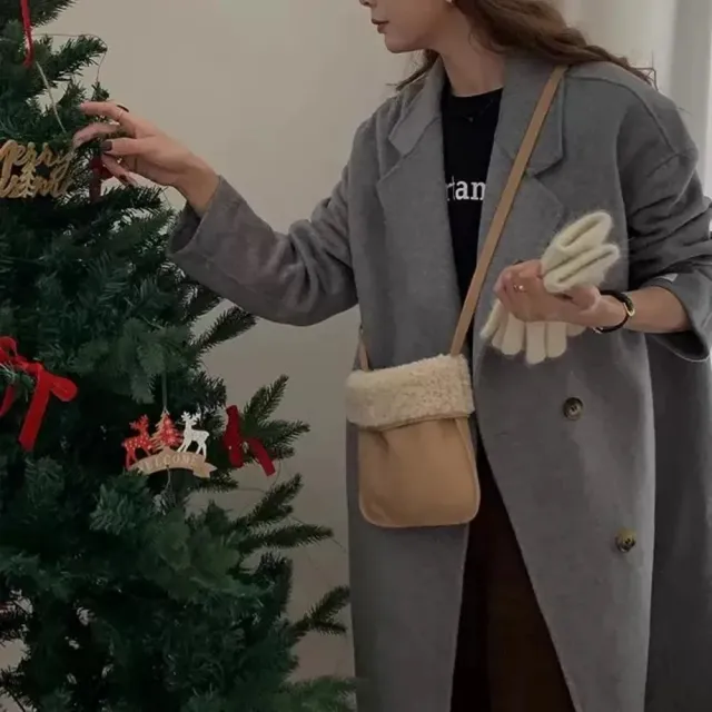 【SeasonsBikini】雙11 麂皮毛絨側背包-158(側背包麂皮包毛絨包包)