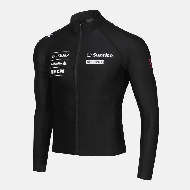 【DESCENTE】SWISS SKI INSPIRED RASHGUARD ZIP-UP JACKET 男士 水上運動外套(黑色/白色)