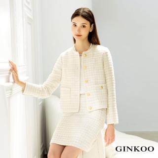 【GINKOO 俊克】流蘇袖領後珍珠釦針織衫